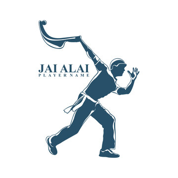 Jai Alai logo design vector. Silhouette Jai Alai Template Illustration.
