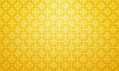 Luxury Thai pattern royal yellow background vector illustration. Lai Thai pattern wallpaper