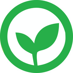 A simple green sprout icon within a green circle symbolizing growth nature and eco friendly concepts