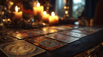 Mystical Tarot Reading with Candles, Esoteric Divination Setup