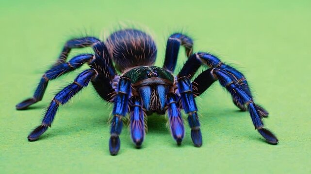 Vibrant blue tarantula closeup