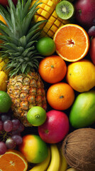 Vibrant fruit display in natural setting colorful food photography