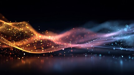 Abstract light trails and particles create a dynamic and mesmerizing effect showcasing fluidity