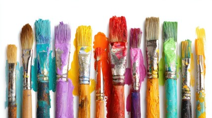 Fototapeta premium Colorful paintbrushes with vibrant streaks
