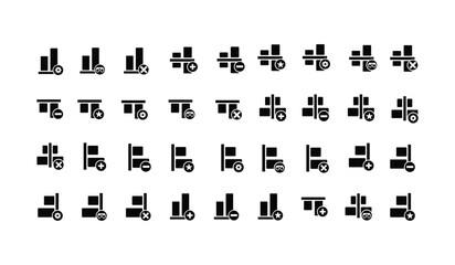 A diverse set of pixel and vector icons featuring various symbols for web design, business, and internet use