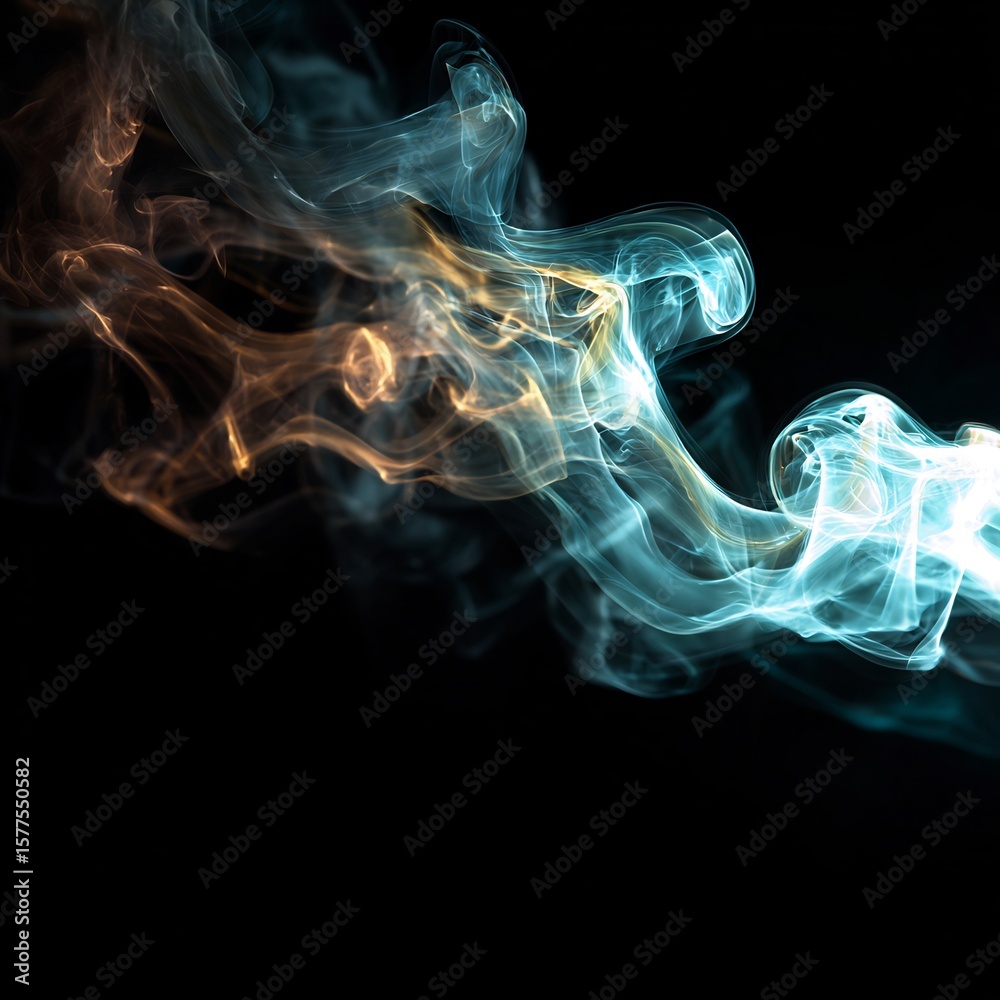 Poster captivating interplay of colorful smoke patterns against a dark background canvas