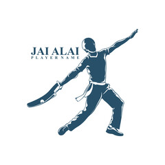 Jai Alai logo design vector. Silhouette Jai Alai Template Illustration.