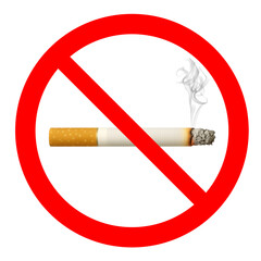 No Smoking Symbol – Lit Cigarette in Red Prohibition Circle – High Quality Stock Image