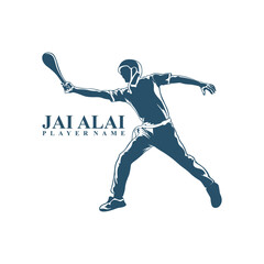 Jai Alai logo design vector. Silhouette Jai Alai Template Illustration.