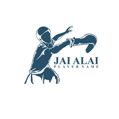 Jai Alai logo design vector. Silhouette Jai Alai Template Illustration.