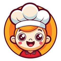 Adorable kid chef cartoon character logo design vector