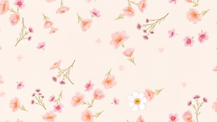 Delicate floral watercolor design featuring soft pink flowers and romantic arrangement on cream background