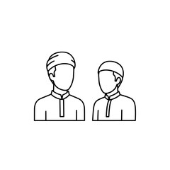 Line art of two male doctors in medical uniforms