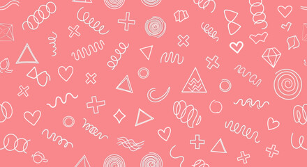 Delicate Patterned Background with Geometric Shapes and Hand-Drawn Elements, Perfect for Crafts and Creative Projects