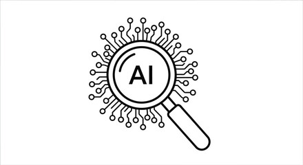 AI Search with circuit board design for technological innovation and data analysis, presenting artificial intelligence solutions.