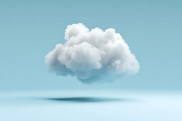 Soft Fluffy White Cloud Floating Peacefully in a Clear Blue Sky