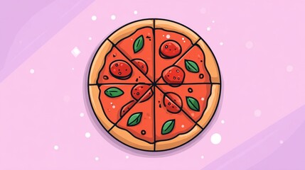 Cartoon pizza overhead view