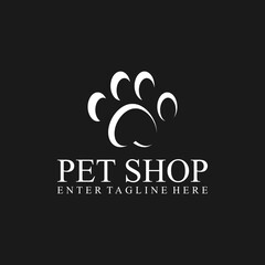 Pet shop logo design, cat paw logo, dog paw, footprint, vector, silhouette, pet food symbol, veterinarian, puppy, paw, animals, illustration, cute, vet, health, shape, love