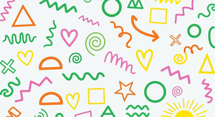 Vibrant Abstract Pattern with Geometric Shapes and Colors for Creative Design and Playful Background