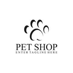Pet shop logo design, cat paw logo, dog paw, footprint, vector, silhouette, pet food symbol, veterinarian, puppy, paw, animals, illustration, cute, vet, health, shape, love
