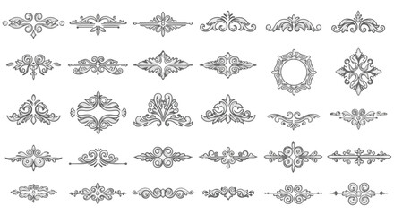 Obraz premium Set of vintage vector decorative elements with ornate calligraphic floral swirl frames