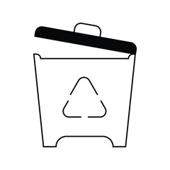 trash can glyph outline icon with white background vector stock illustration