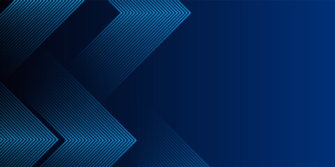 Blue abstract background with glowing arrow lines. Modern shiny blue geometric lines design. Technology futuristic concept. Horizontal banner template. Suit for cover, header, poster, banner, web
