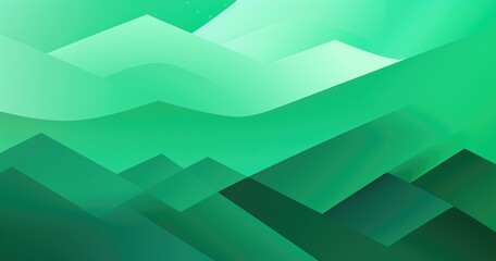 Fototapeta premium Green gradient background with abstract geometric shapes and hand drawn brush strokes in the style of vector presentation design template for power point