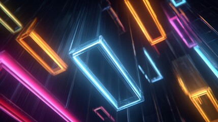 Abstract Neon Rectangles Floating in Space: A Modern and Futuristic Design