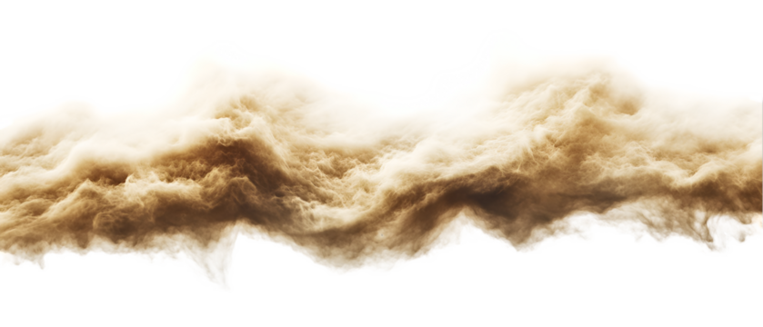 Golden cloud or smoke with a realistic texture rises against a dark backdrop, creating a striking abstract effect perfect for backgrounds, transparent background