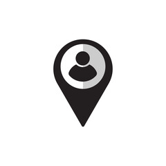 Location icon. Pointer symbol. Pin sign Isolated on white. Man location Navigation map simbol in flat style Simple place icon in black Vector illustration for graphic design, logo, Web, UI, mobile app