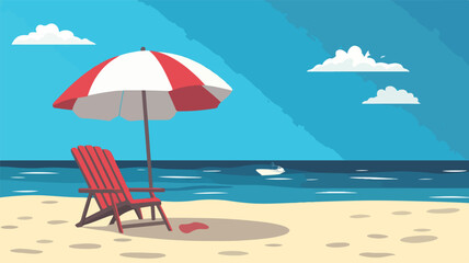Fototapeta premium Beach Umbrella and Chair Vector Illustration for Summer Travel Designs