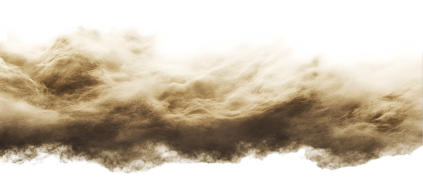 Ethereal tan cloud formation isolated against a dark backdrop, perfect for adding a moody or dramatic element to designs, transparent background