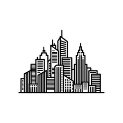 Fototapeta premium Line art cityscape with tall buildings and skyscrapers