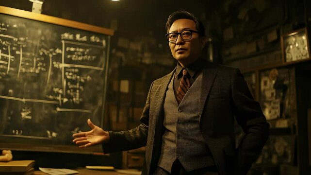 Professor passionately explains theoretical knowledge