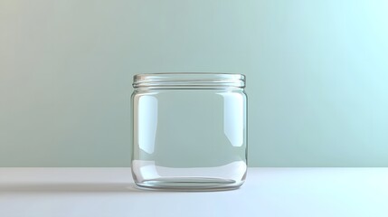 Copy space of a clear glass jar on minimalist background