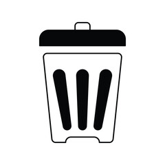 trash glyph outline icon with white background vector stock illustration