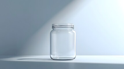Copy space of a clear glass jar on minimalist background