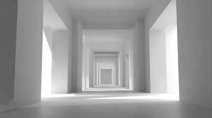 Fototapeta premium White Corridor with Repeating Arches