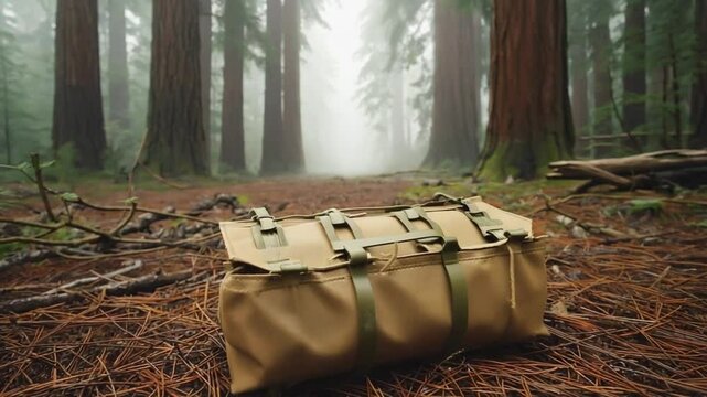 Military food ration in the forest.
