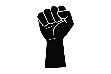 Hand raised fist silhouette vector illustration flat design isolated on white background