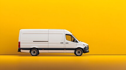 White Van on Yellow Background