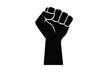 Raised fist silhouette icon flat vector illustration symbol of power protest revolution concept