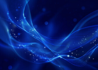 Fototapeta premium Abstract blue background with glowing lights and curves, an artificial intelligence generative technology concep