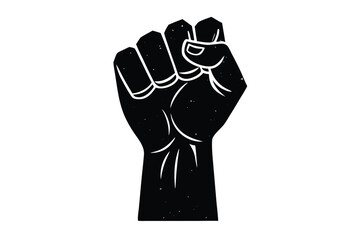 Hand raised fist silhouette vector illustration flat design isolated on white background