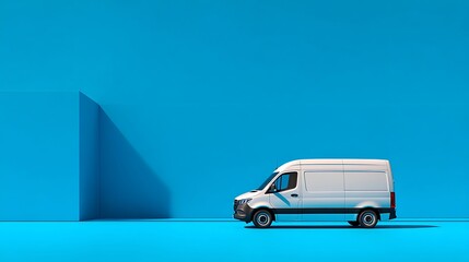 White Van Against Blue Background