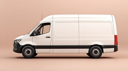 White Van Profile View on Neutral Background