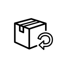 warehouse box with refresh arrow icon for logistics