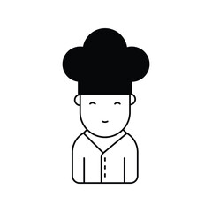 chef glyph outline icon with white background vector stock illustration