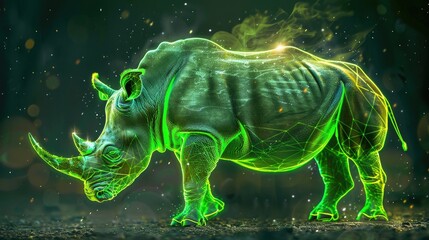 green vibrant energy rhino creature 